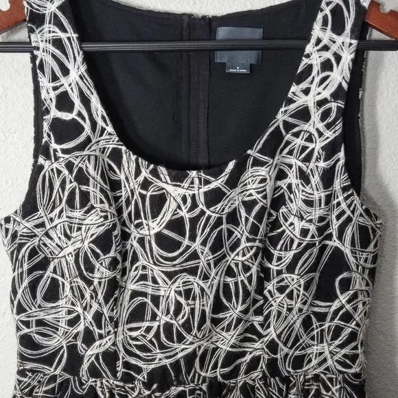 Maeve Dress Sleeveless Embroidered Black White Size 6 Statement Pattern - Picture 4 of 12
